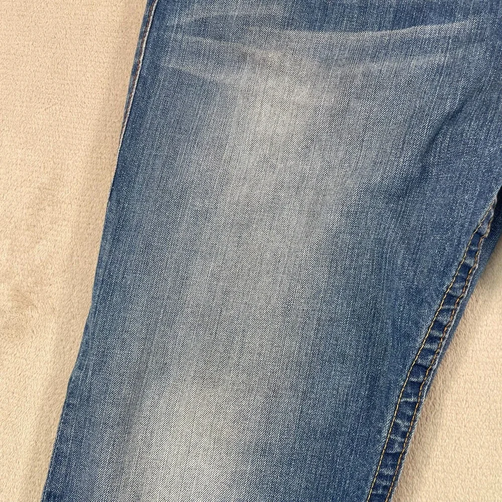 True‎ Religion Embroidered Flap Pockets Thick Stitch Men 36x33 Blue Made in USA